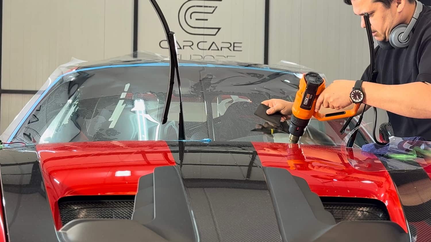 Windshield Protection Film instalacion sobre Porsche